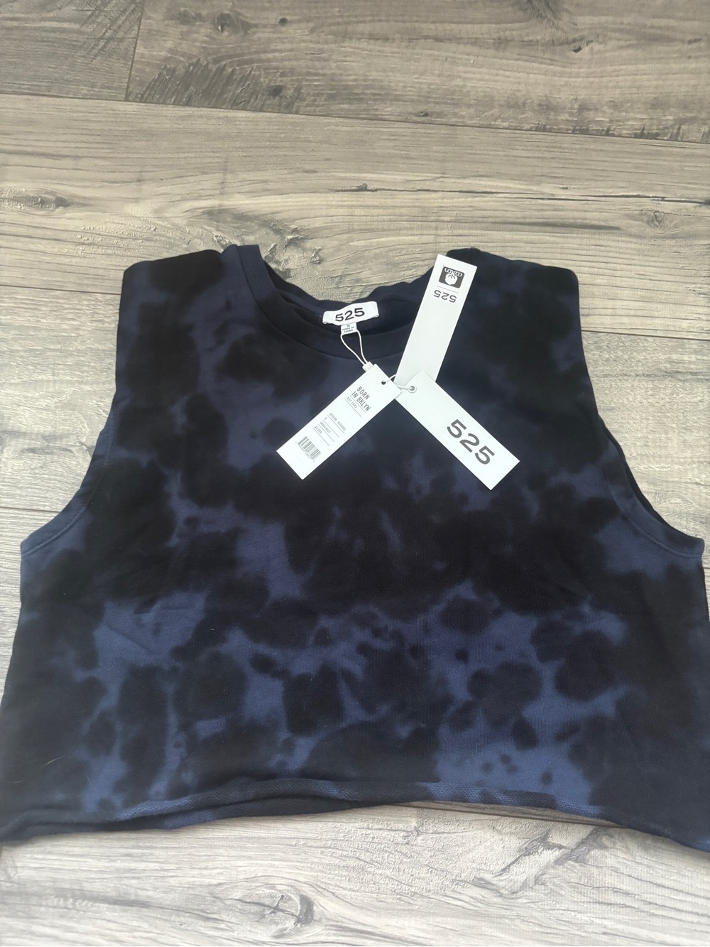 525 America Navy Black Tie-Dye Cropped Tank